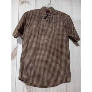 Wrangler Shirt Men's Small‎ Button Front Short Sleeve Brown
